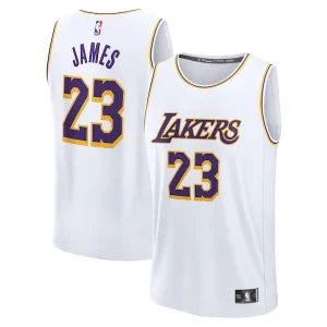 Robusto LeBron James Los Angeles Lakers Youth Fast Break Replica Player Jersey Association Edition White per gli appassionati