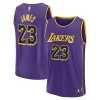 Lussuoso Fantastico LeBron James Los Angeles Lakers Youth Fast Break Replica Player Jersey Statement Edition Purple per gli appassionati