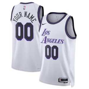 Prestigioso Los Angeles Lakers Nike Unisex 2022/23 Swingman Custom Jersey City Edition White per gli appassionati