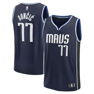 Attraente Luka Dončić Dallas Mavericks Men's Fast Break Player Jersey Statement Edition Navy per gli appassionati