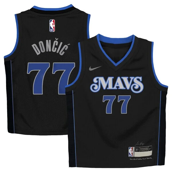 Incantevole Luka Dončić Dallas Mavericks Nike Toddler 2023/24 Swingman Replica Jersey City Edition Black per gli appassionati