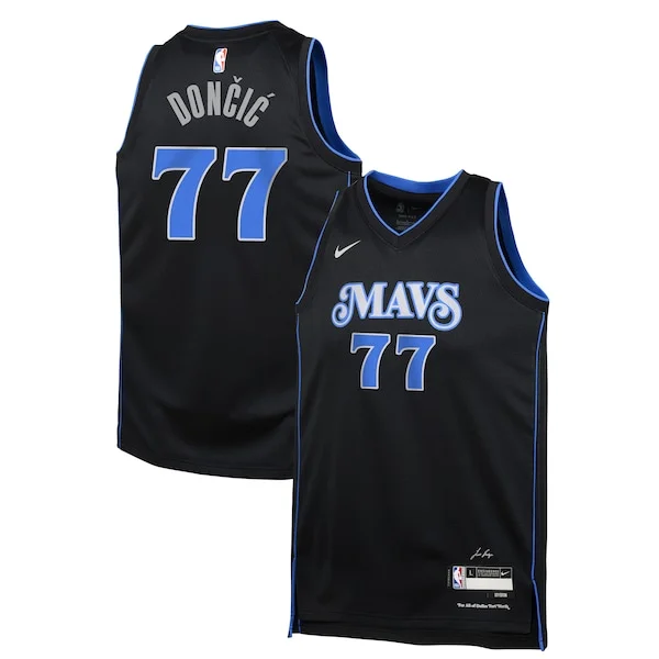 Pratico Fascinante Incantevole Luka Dončić Dallas Mavericks Nike Youth Swingman Replica Jersey City Edition Black per gli appassionati