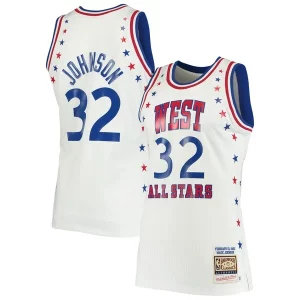 Comodo Fantastico Lussuoso Magic Johnson Los Angeles Lakers 1983 NBA All Star Game Hardwood Classics Authentic Jersey White per gli appassionati