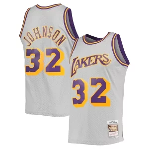 Lussuoso Comodo Magic Johnson Los Angeles Lakers 1984 85 Hardwood Classics Reload 2.0 Throwback Swingman Jersey Gray per gli appassionati
