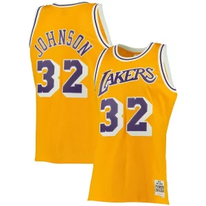 Duraturo Classico Magic Johnson Los Angeles Lakers 1984/85 Big & Tall Hardwood Classics Swingman Jersey Gold per gli appassionati