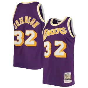 Duraturo Incantevole Magic Johnson Los Angeles Lakers 1984/85 Hardwood Classics Authentic Jersey Purple/Gold per gli appassionati