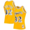 Raffinato Magic Johnson Los Angeles Lakers 1984/85 Hardwood Classics NBA 75th Anniversary Diamond Swingman Jersey Gold per gli appassionati