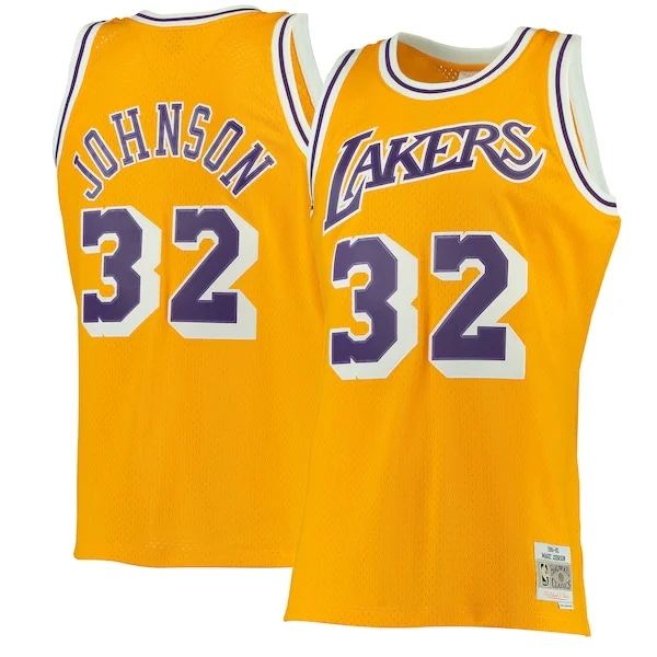 Carino Sofisticato Comodo Magic Johnson Los Angeles Lakers 1984/85 Hardwood Classics Swingman Jersey Gold/Purple per gli appassionati