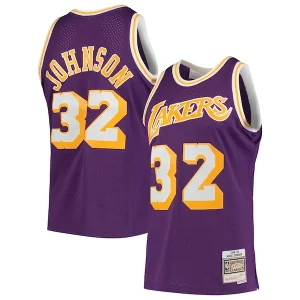 Carino Magic Johnson Los Angeles Lakers 1984/85 Hardwood Classics Swingman Jersey Purple/Gold per gli appassionati