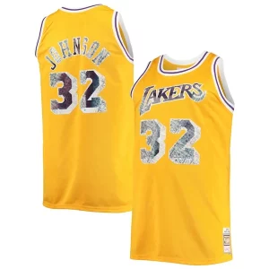 Elegante Gorgeous Raffinato Magic Johnson Los Angeles Lakers Big & Tall 1984/85 NBA 75th Anniversary Diamond Swingman Jersey Gold per gli appassionati