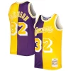 Attraente Magic Johnson Los Angeles Lakers Hardwood Classics 1984/85 Split Swingman Jersey Purple/Gold per gli appassionati