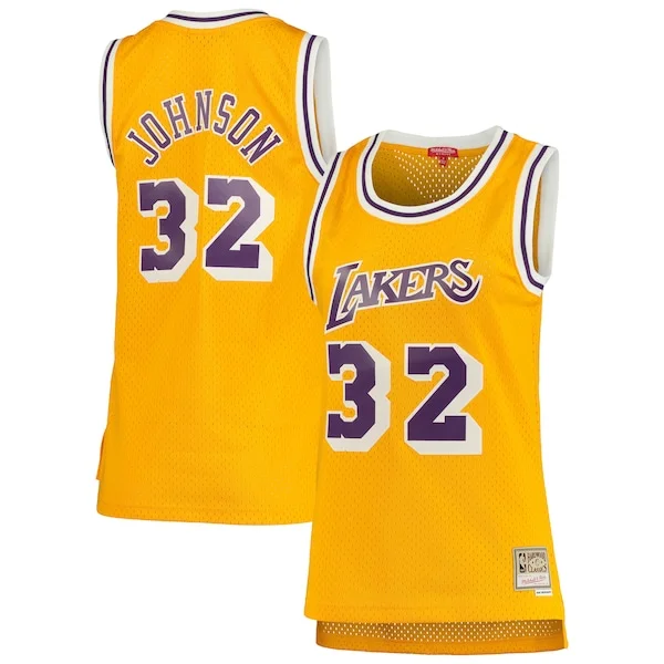 Classico Fantastico Moderno Magic Johnson Los Angeles Lakers Women's 1984/85 Hardwood Classics Swingman Jersey Gold per gli appassionati