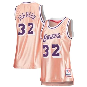 Trendy Magic Johnson Los Angeles Lakers Women's 75th Anniversary Rose Gold 1984 Swingman Jersey Pink per gli appassionati