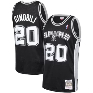 Prestigioso Manu Ginobili San Antonio Spurs 2002 03 Hardwood Classics Player Swingman Jersey Black per gli appassionati