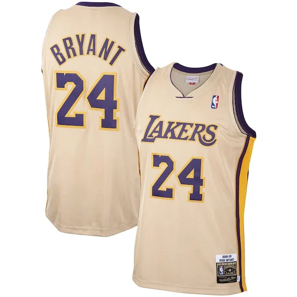 Splendido Pratico Bellissimo Men's Los Angeles Lakers Kobe Bryant Gold 2008 09 Hardwood Classics Authentic Player Jersey per gli appassionati