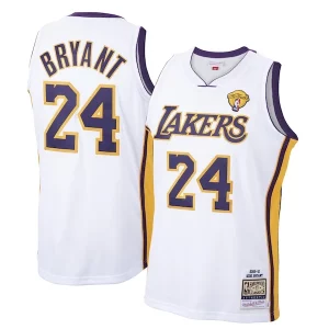 Robusto Moderno Men's Los Angeles Lakers Kobe Bryant White 2009 10 Hardwood Classics Authentic Jersey per gli appassionati