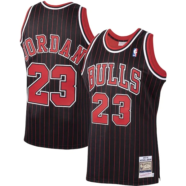 Robusto Lussuoso Sofisticato Michael Jordan Chicago Bulls 1995/96 Hardwood Classics Authentic Jersey Black/Scarlet/White per gli appassionati