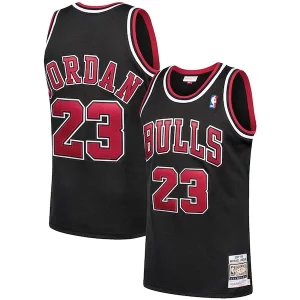 Magnifico Ottimo Cool Michael Jordan Chicago Bulls 1997/98 Hardwood Classics Authentic Jersey Black/Scarlet/White per gli appassionati