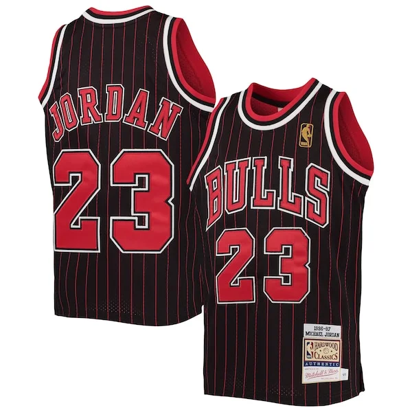Moderno Michael Jordan Chicago Bulls Youth 1996 97 Hardwood Classics Authentic Jersey Black/Red/Red/White per gli appassionati