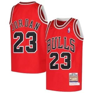 Elegante Comodo Michael Jordan Chicago Bulls Youth Hardwood Classics 1997/98 Authentic Jersey Red per gli appassionati