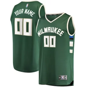 Incantevole Milwaukee Bucks Youth Fast Break Custom Replica Jersey Hunter Green Icon Edition per gli appassionati