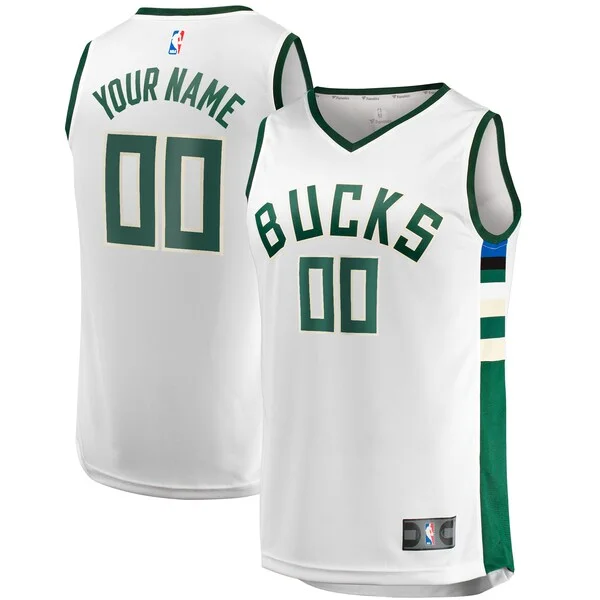 Versatile Resistente Moderno Milwaukee Bucks Youth Fast Break Replica Custom Jersey Association Edition White per gli appassionati