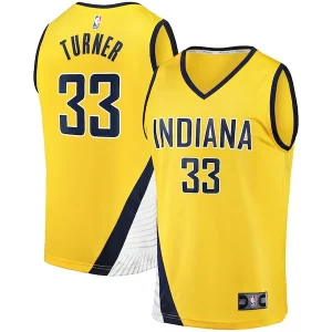 Stupendo Trendy Myles Turner Indiana Pacers Fast Break Replica Jersey Statement Edition Gold per gli appassionati