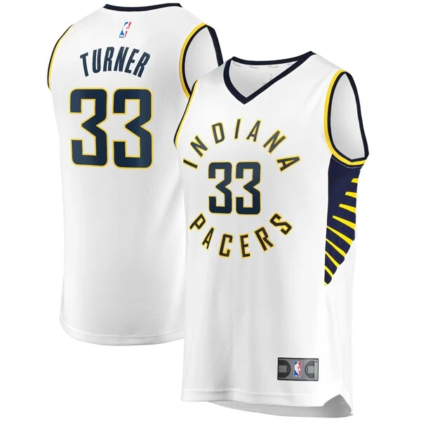 Comodo Pratico Fascinante Myles Turner Indiana Pacers Fast Break Replica Player Jersey White Association Edition per gli appassionati
