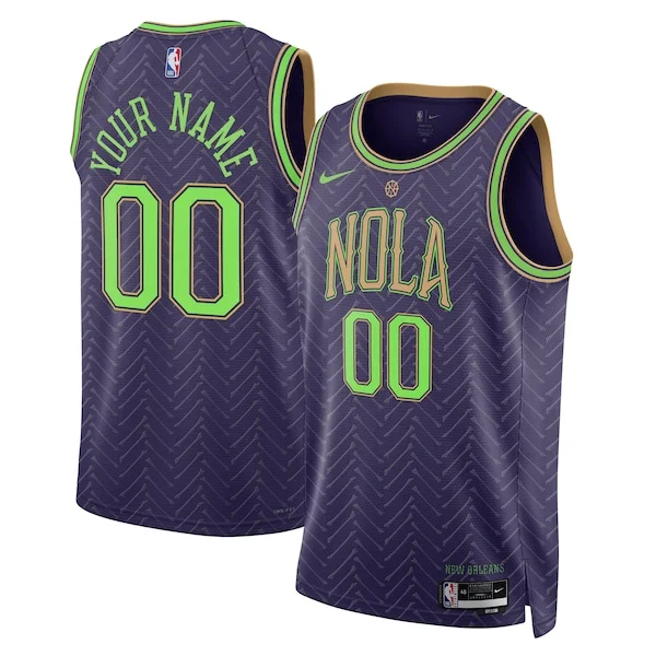 Delizioso Attraente New Orleans Pelicans Nike Unisex 2024/25 Custom Swingman Jersey City Edition Purple per gli appassionati