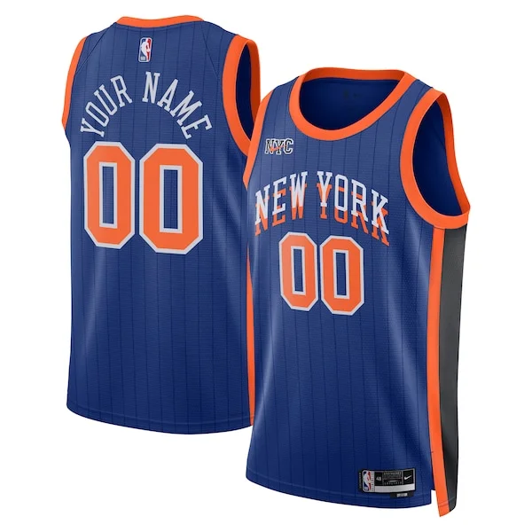 Sofisticato New York Knicks Nike Unisex 2023/24 Custom Swingman Jersey Blue City Edition per gli appassionati