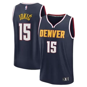 Duraturo Nikola Jokic Denver Nuggets Fast Break Replica Player Jersey Icon Edition Navy per gli appassionati