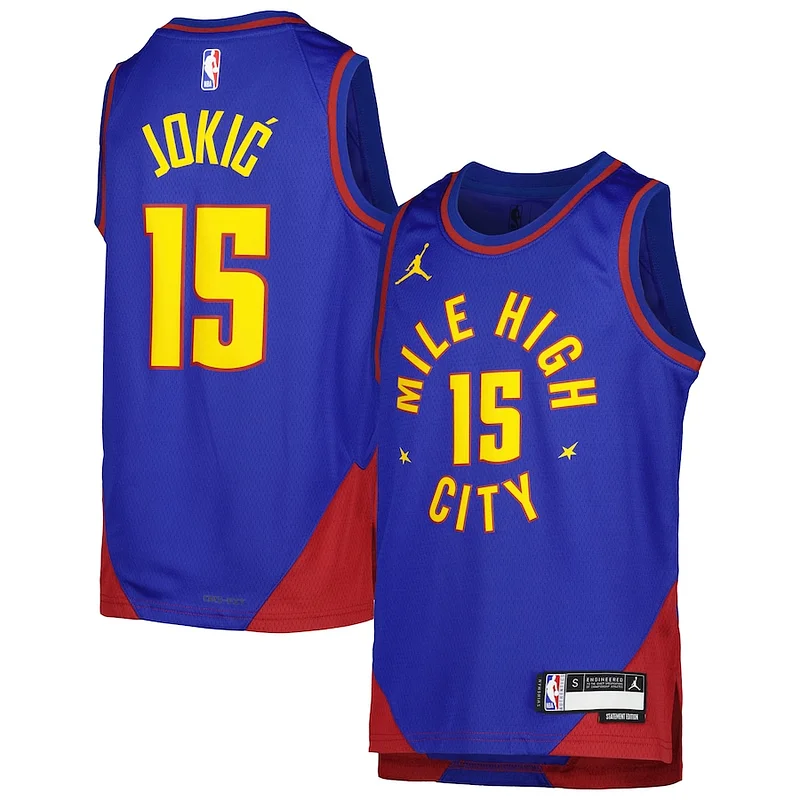 Classico Delizioso Fantastico Nikola Jokic Denver Nuggets Jordan Brand Youth Swingman Jersey Statement Edition Blue per gli appassionati