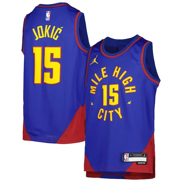 Incantevole Magnifico Resistente Nikola Jokic Denver Nuggets Jordan Brand Youth Swingman Jersey Statement Edition Blue per gli appassionati