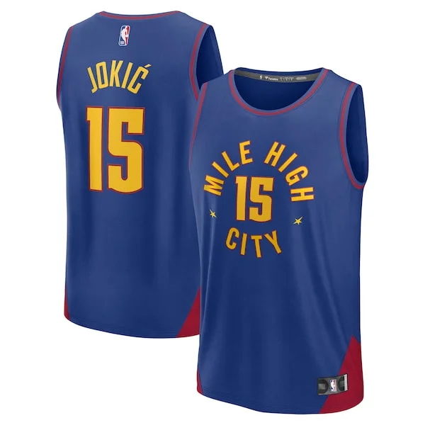 Eccezionale Nikola Jokic Denver Nuggets Fast Break Replica Player Jersey Statement Edition Blue per gli appassionati