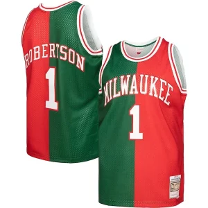 Prestigioso Meraviglioso Oscar Robertson Milwaukee Bucks Hardwood Classics 1971/72 Split Swingman Jersey Green/Red per gli appassionati