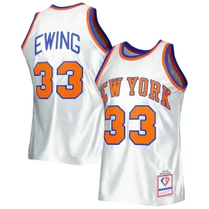 Attraente Patrick Ewing New York Knicks 1985/86 Hardwood Classics 75th Anniversary Swingman Jersey Platinum per gli appassionati