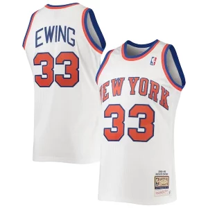 Trendy Bellissimo Sofisticato Patrick Ewing New York Knicks 1985/86 Hardwood Classics Authentic Jersey White per gli appassionati