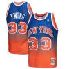 Comodo Patrick Ewing New York Knicks 1991/92 Hardwood Classics Fadeaway Swingman Player Jersey Orange/Royal per gli appassionati