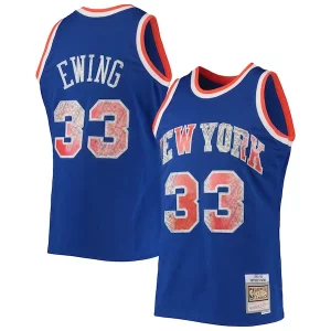 Moderno Accattivante Magnifico Patrick Ewing New York Knicks 1991/92 Hardwood Classics NBA 75th Anniversary Diamond Swingman Jersey Blue per gli appassionati
