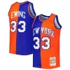 Meraviglioso Patrick Ewing New York Knicks Hardwood Classics 1991/92 Split Swingman Jersey Blue/Orange per gli appassionati