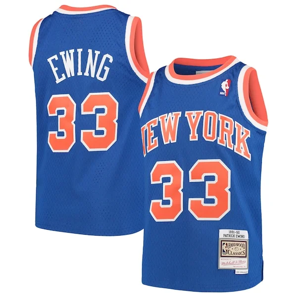Pratico Patrick Ewing New York Knicks Youth Hardwood Classics Swingman Throwback Jersey Blue per gli appassionati