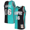 Cool Raffinato Pau Gasol Memphis Grizzlies Hardwood Classics 2001/02 Split Swingman Jersey Black/Turquoise per gli appassionati