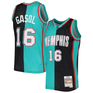 Cool Raffinato Pau Gasol Memphis Grizzlies Hardwood Classics 2001/02 Split Swingman Jersey Black/Turquoise per gli appassionati