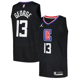 Delizioso Paul George LA Clippers Jordan Brand Nike Swingman Player Jersey Statement Edition Black per gli appassionati