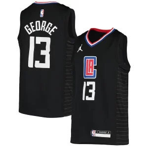 Lussuoso Paul George LA Clippers Jordan Brand Youth 2020/21 Swingman Player Jersey Black Statement Edition per gli appassionati