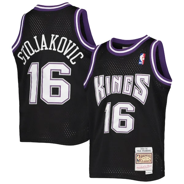 Accattivante Prestigioso Sofisticato Peja Stojakovic Sacramento Kings Youth 2001/02 Hardwood Classics Swingman Jersey Black per gli appassionati