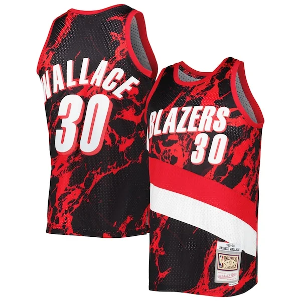 Cool Lussuoso Stupendo Rasheed Wallace Portland Trail Blazers 1999/00 Hardwood Classics Marble Swingman Jersey Black per gli appassionati