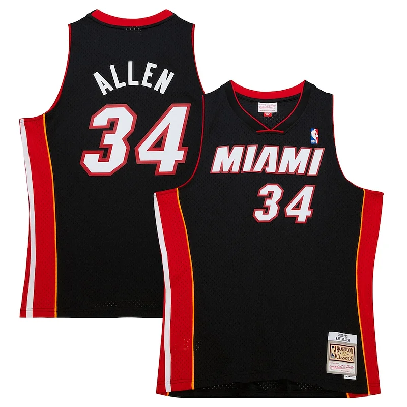 Incantevole Splendido Ray Allen Miami Heat Hardwood Classics Swingman Jersey Black per gli appassionati
