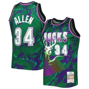 Robusto Meraviglioso Pratico Ray Allen Milwaukee Bucks 1996/97 Hardwood Classics Marble Swingman Jersey Green per gli appassionati