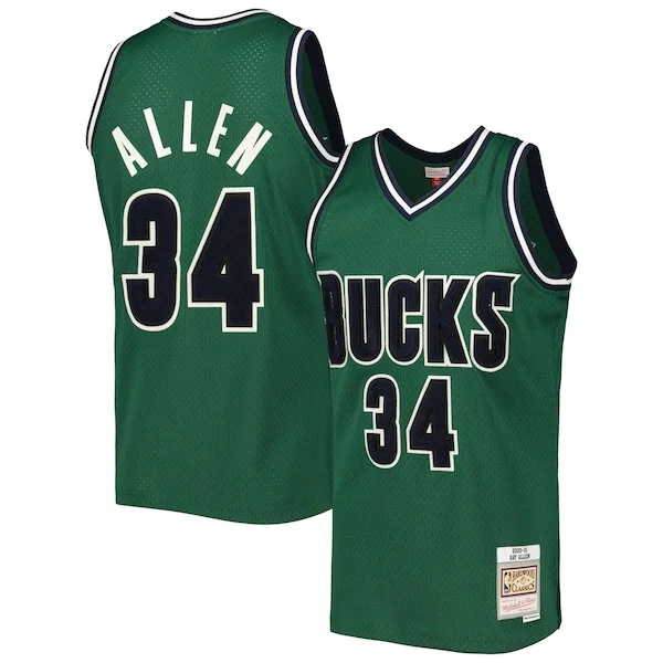 Attraente Ray Allen Milwaukee Bucks 2000/01 Hardwood Classics Off Court Swingman Jersey Hunter Green per gli appassionati